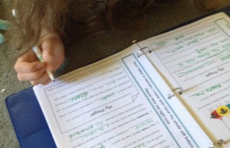 girl working on Prayer and Bible Study Program for homeschool